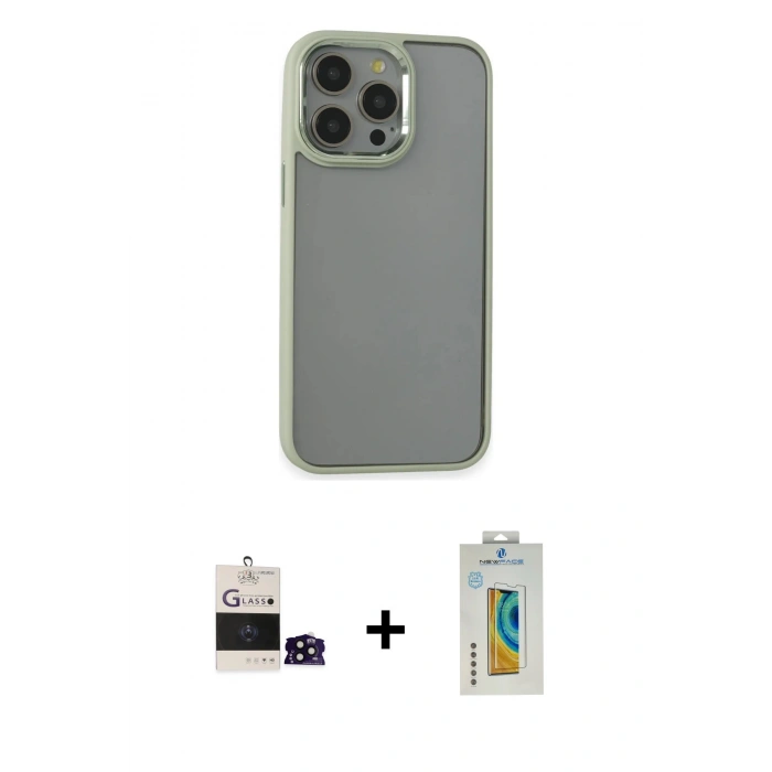 MARSİLYAN™- iPhone 14 Pro Max Kılıf Nova Işık Serisi - Siyah Polymer Nano Ekran Koruyucu + Bilvis Titan Kamera Lens - SH