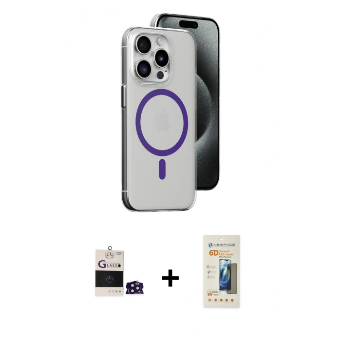 MARSİLYAN™- iPhone 14 Pro Max Kılıf Odak Form Özel Seri - Siyah 6D Mat Seramik Hayalet Nano Ekran Koruyucu + Bilvis Titan Kamera Lens - DNMR