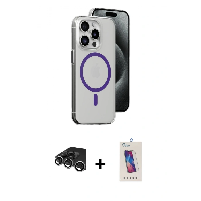 MARSİLYAN™- iPhone 14 Pro Max Kılıf Odak Form Özel Seri - Siyah Joko 5D Cam + Raze Metal Kamera Lens - GS