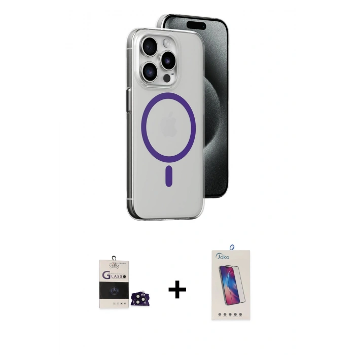 MARSİLYAN™- iPhone 14 Pro Max Kılıf Odak Form Özel Seri - Siyah Joko 5D Cam + Siyah Bilvis Titan Kamera Lens