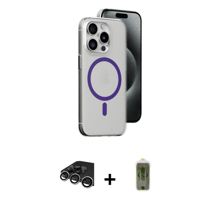 MARSİLYAN™- iPhone 14 Pro Max Kılıf Odak Form Özel Seri - Siyah Joko Magic 5D Hayalet Cam + Raze Metal Kamera Lens - GS