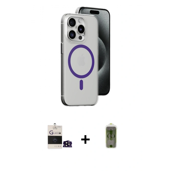 MARSİLYAN™- iPhone 14 Pro Max Kılıf Odak Form Özel Seri - Siyah Joko Magic 5D Hayalet Cam + Bilvis Titan Kamera Lens - SH