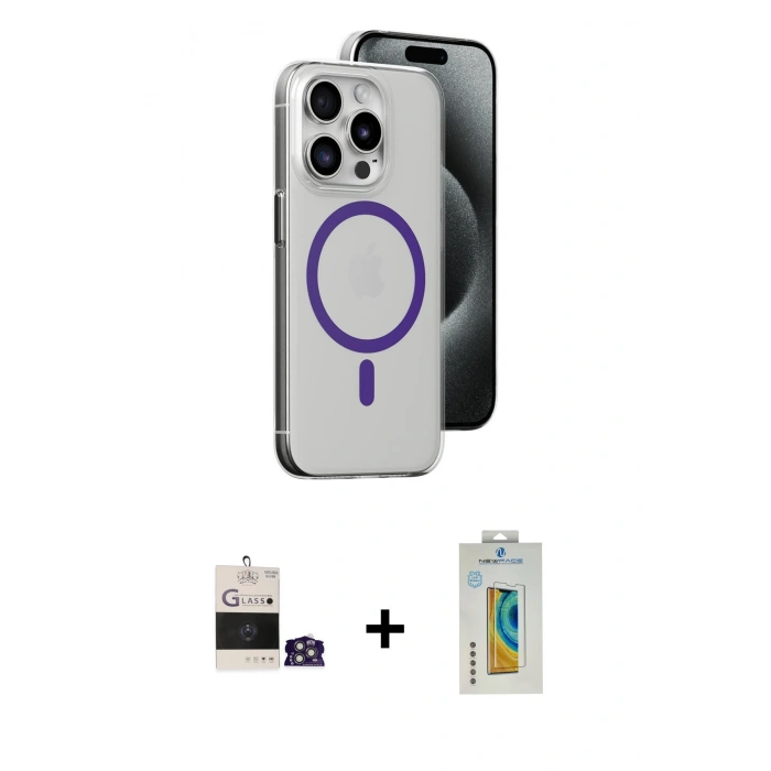 MARSİLYAN™- iPhone 14 Pro Max Kılıf Odak Form Özel Seri - Siyah Polymer Nano Ekran Koruyucu + Bilvis Titan Kamera Lens - GS