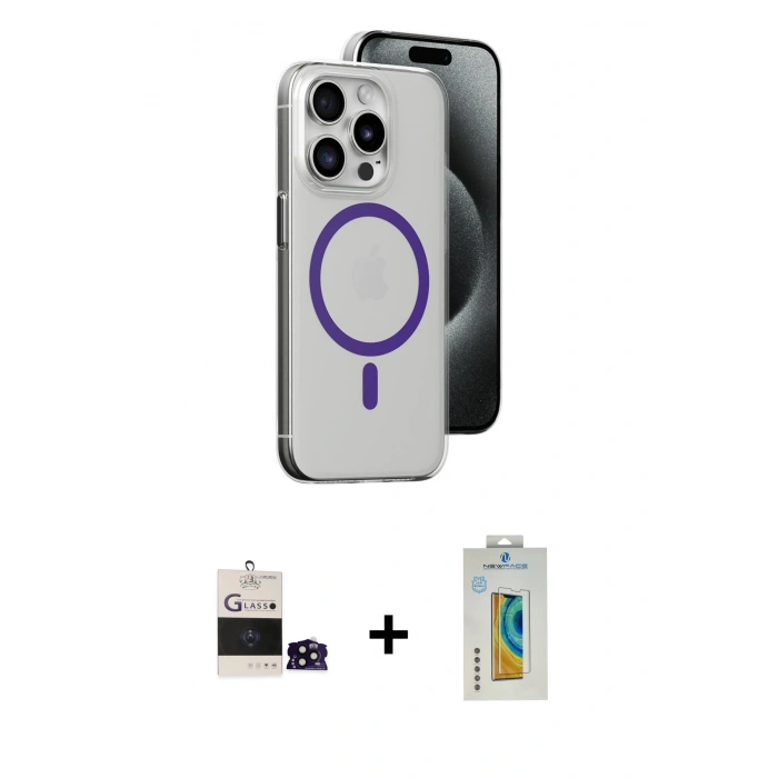 MARSİLYAN™- iPhone 14 Pro Max Kılıf Odak Form Özel Seri - Siyah Polymer Nano Ekran Koruyucu + Bilvis Titan Kamera Lens - SH