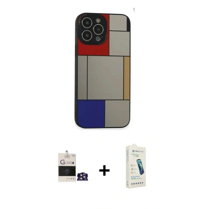 MARSİLYAN™- iPhone 14 Pro Max Kılıf Odak Klasik Serisi - Şeffaf Pasifik Cam Ekran Koruyucu + Bilvis Titan Kamera Lens - GS