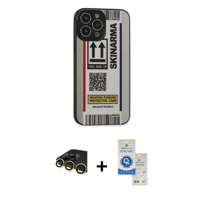 MARSİLYAN™- iPhone 14 Pro Max Kılıf Odak Klasik Serisi - Şeffaf Royal Nano Ekran Koruyucu + Raze Metal Kamera Lens - GD