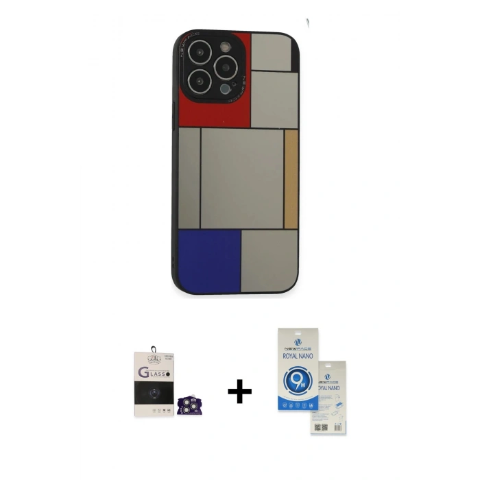 MARSİLYAN™- iPhone 14 Pro Max Kılıf Odak Klasik Serisi - Şeffaf Royal Nano Ekran Koruyucu + Bilvis Titan Kamera Lens - GS