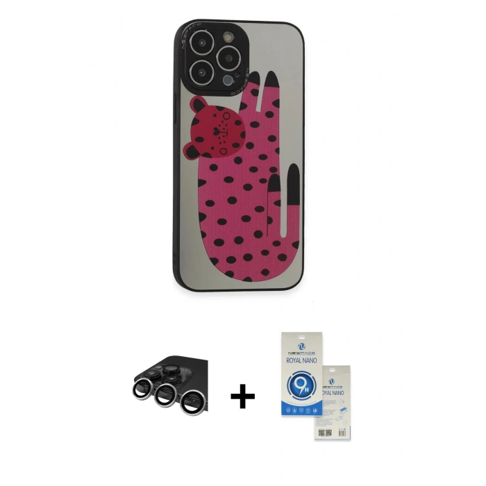 MARSİLYAN™- iPhone 14 Pro Max Kılıf Odak Klasik Serisi - Şeffaf Royal Nano Ekran Koruyucu + Raze Metal Kamera Lens - GS