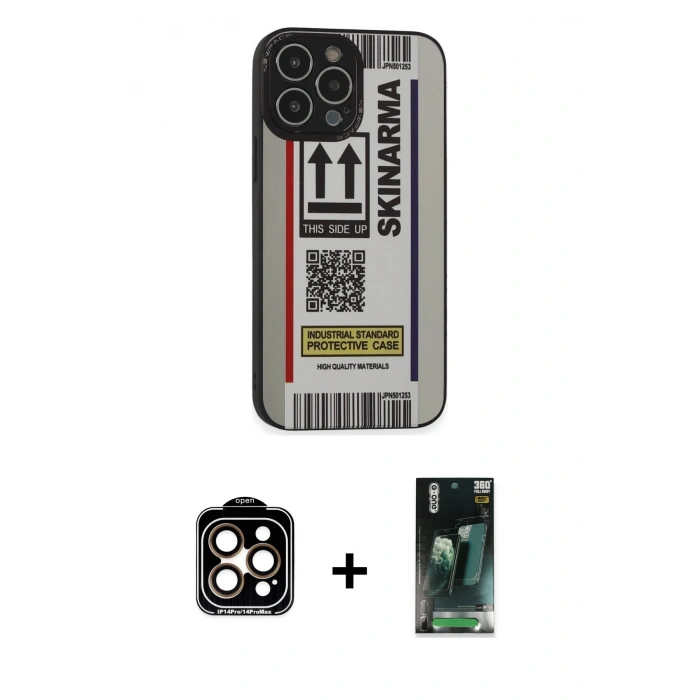 MARSİLYAN™- iPhone 14 Pro Max Kılıf Odak Klasik Serisi - Siyah 360 Mat Full Body Arka Koruyucu + PVD Metal Kamera Lens - TU