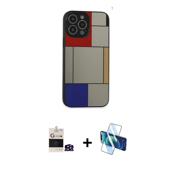 MARSİLYAN™- iPhone 14 Pro Max Kılıf Odak Klasik Serisi - Siyah 3D Antistatik Cam Ekran Koruyucu + Bilvis Titan Kamera Lens - DNMR