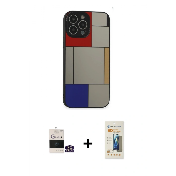 MARSİLYAN™- iPhone 14 Pro Max Kılıf Odak Klasik Serisi - Siyah 6D Mat Seramik Hayalet Nano Ekran Koruyucu + Bilvis Titan Kamera Lens - GD