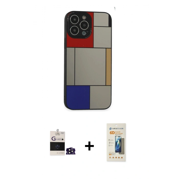 MARSİLYAN™- iPhone 14 Pro Max Kılıf Odak Klasik Serisi - Siyah 6D Mat Seramik Hayalet Nano Ekran Koruyucu + Bilvis Titan Kamera Lens - DNMR
