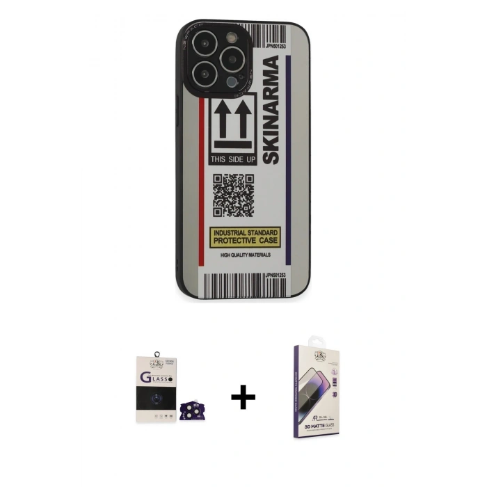 MARSİLYAN™- iPhone 14 Pro Max Kılıf Odak Klasik Serisi - Siyah Bilvis 3D Mat Cam Ekran Koruyucu + Bilvis Titan Kamera Lens - DNMR