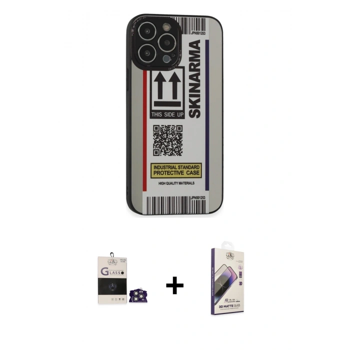 MARSİLYAN™- iPhone 14 Pro Max Kılıf Odak Klasik Serisi - Siyah Bilvis 3D Mat Cam Ekran Koruyucu + Bilvis Titan Kamera Lens - GS