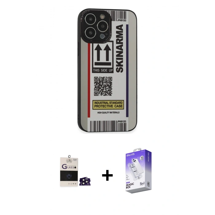 MARSİLYAN™- iPhone 14 Pro Max Kılıf Odak Klasik Serisi - Siyah Bilvis 5in1 3D Magic Cam Ekran Koruyucu + Bilvis Titan Kamera Lens - DNMR