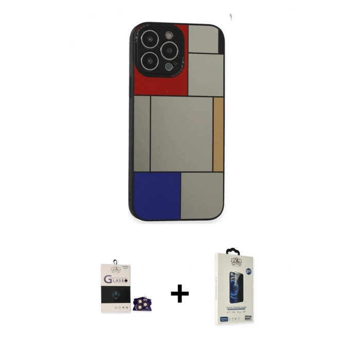 MARSİLYAN™- iPhone 14 Pro Max Kılıf Odak Klasik Serisi - Siyah Bilvis Hayalet Cam Ekran Koruyucu + Bilvis Titan Kamera Lens - GD