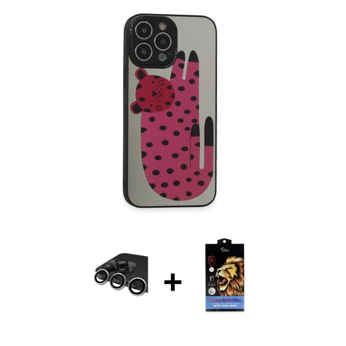 MARSİLYAN™- iPhone 14 Pro Max Kılıf Odak Klasik Serisi - Siyah Buffer Hayalet Cam Ekran Koruyucu + Raze Metal Kamera Lens - GS