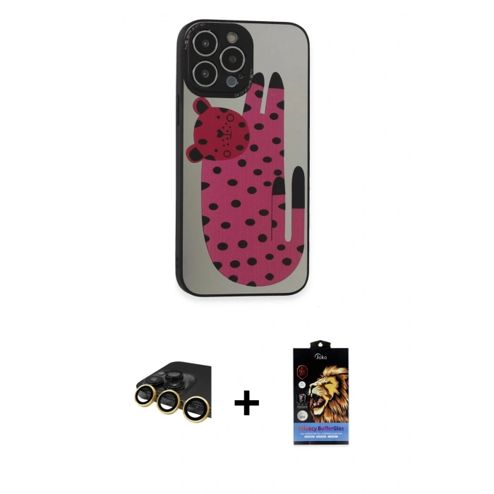 MARSİLYAN™- iPhone 14 Pro Max Kılıf Odak Klasik Serisi - Siyah Buffer Hayalet Cam Ekran Koruyucu + Raze Metal Kamera Lens - GD
