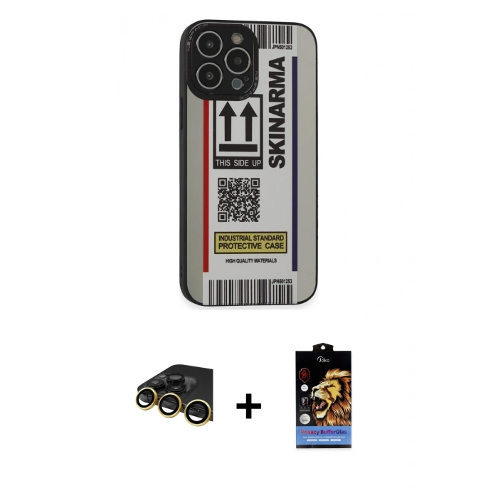 MARSİLYAN™- iPhone 14 Pro Max Kılıf Odak Klasik Serisi - Siyah Buffer Hayalet Cam Ekran Koruyucu + Raze Metal Kamera Lens - GD