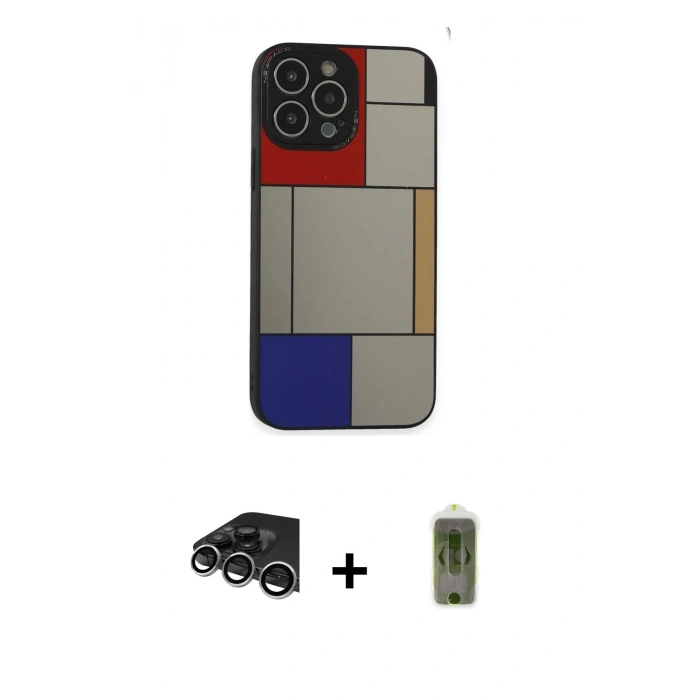 MARSİLYAN™- iPhone 14 Pro Max Kılıf Odak Klasik Serisi - Siyah Joko Magic 5D Hayalet Cam + Gümüş Raze Metal Kamera Lens