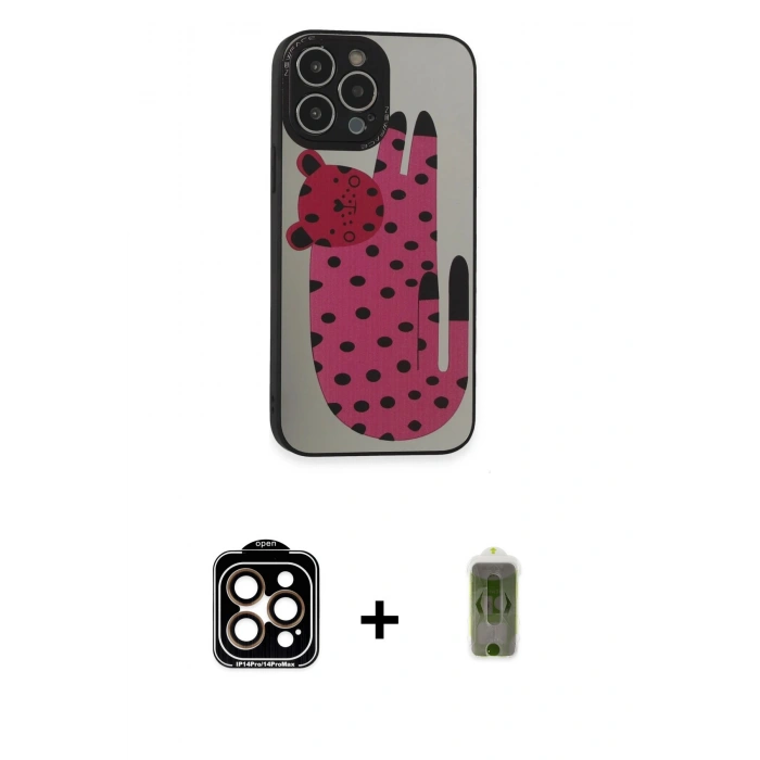 MARSİLYAN™- iPhone 14 Pro Max Kılıf Odak Klasik Serisi - Siyah Joko Magic 5D Hayalet Cam + PVD Metal Kamera Lens - TU