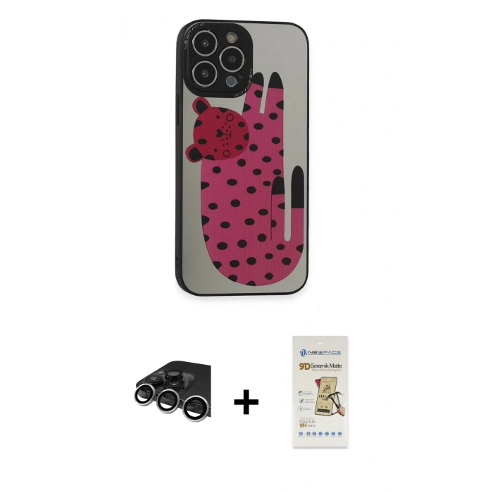 MARSİLYAN™- iPhone 14 Pro Max Kılıf Odak Klasik Serisi - Siyah Mat Seramik Nano Ekran Koruyucu + Raze Metal Kamera Lens - GS