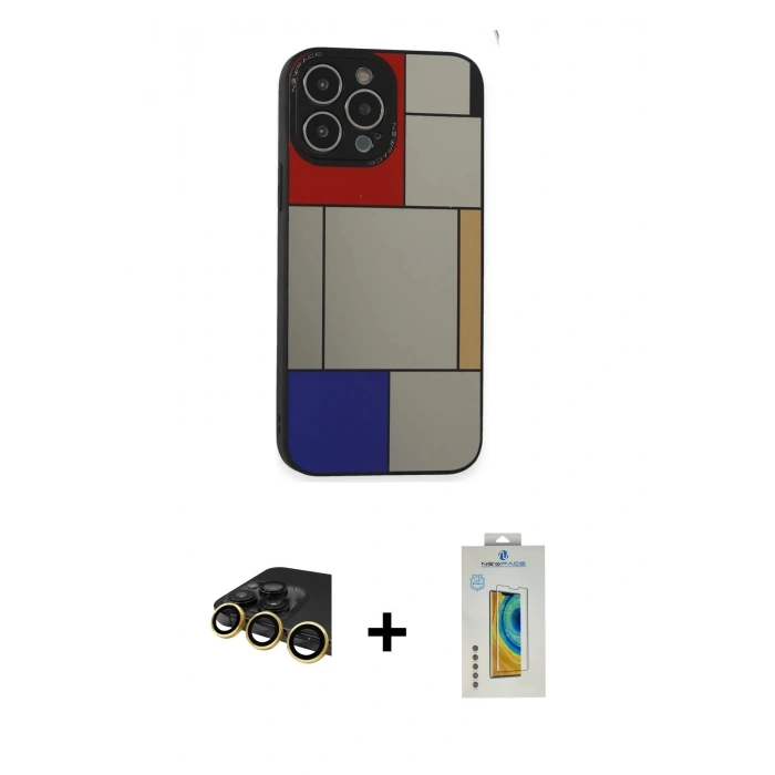 MARSİLYAN™- iPhone 14 Pro Max Kılıf Odak Klasik Serisi - Siyah Polymer Nano Ekran Koruyucu + Raze Metal Kamera Lens - GD