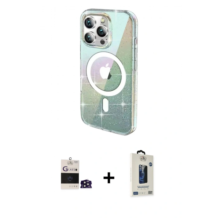MARSİLYAN™- iPhone 14 Pro Max Kılıf Odak Modern Serisi - Siyah Bilvis Hayalet Cam Ekran Koruyucu + Bilvis Titan Kamera Lens - DNMR