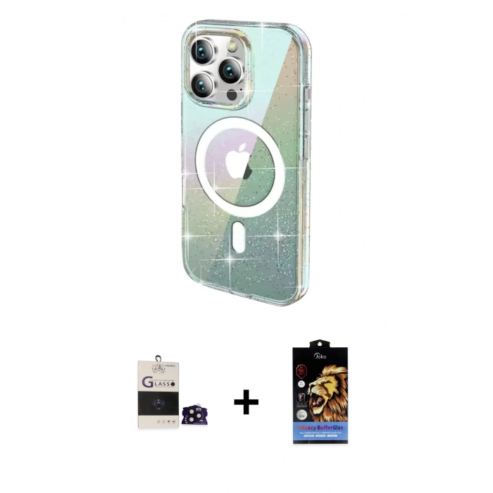 MARSİLYAN™- iPhone 14 Pro Max Kılıf Odak Modern Serisi - Siyah Buffer Hayalet Cam Ekran Koruyucu + Bilvis Titan Kamera Lens - SH