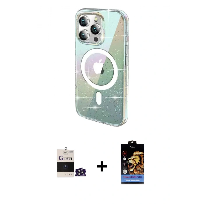 MARSİLYAN™- iPhone 14 Pro Max Kılıf Odak Modern Serisi - Siyah Buffer Hayalet Cam Ekran Koruyucu + Bilvis Titan Kamera Lens - DNMR