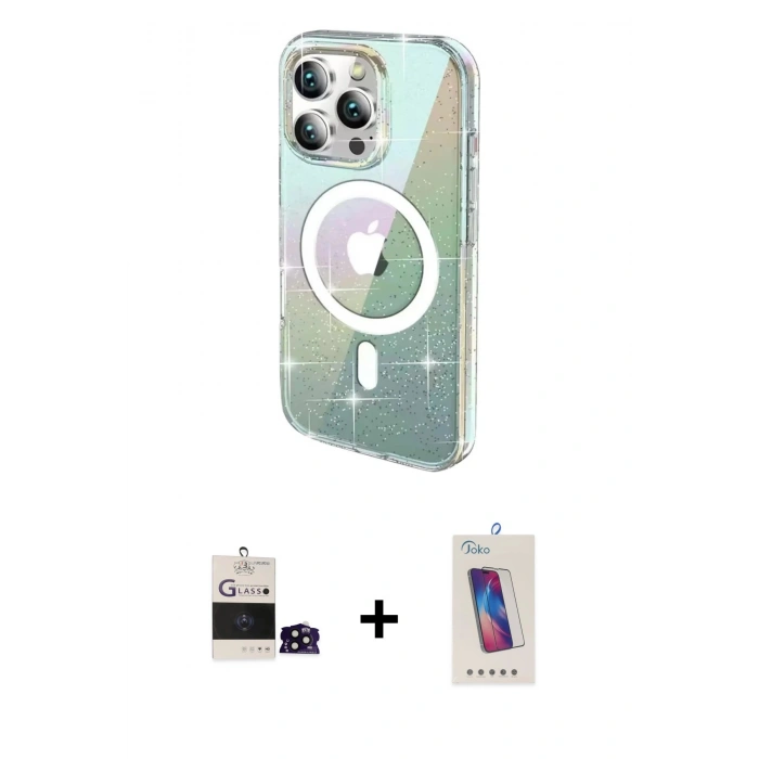 MARSİLYAN™- iPhone 14 Pro Max Kılıf Odak Modern Serisi - Siyah Joko 5D Cam + Bilvis Titan Kamera Lens - SH