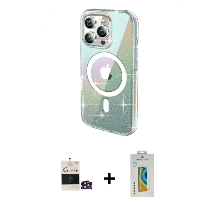 MARSİLYAN™- iPhone 14 Pro Max Kılıf Odak Modern Serisi - Siyah Polymer Nano Ekran Koruyucu + Bilvis Titan Kamera Lens - GD