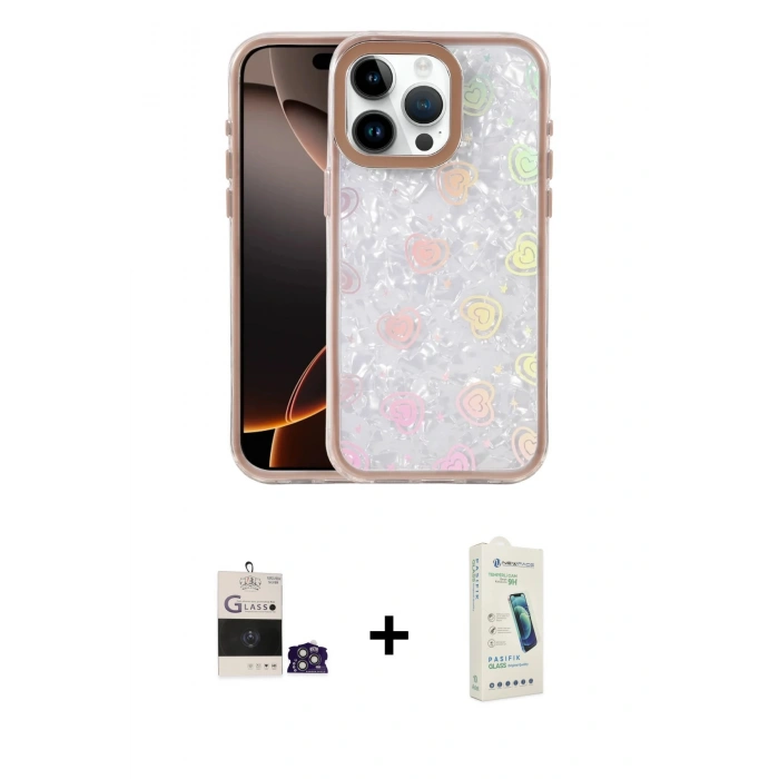 MARSİLYAN™- iPhone 14 Pro Max Kılıf Odak Prime - Şeffaf Pasifik Cam Ekran Koruyucu + Bilvis Titan Kamera Lens - GS