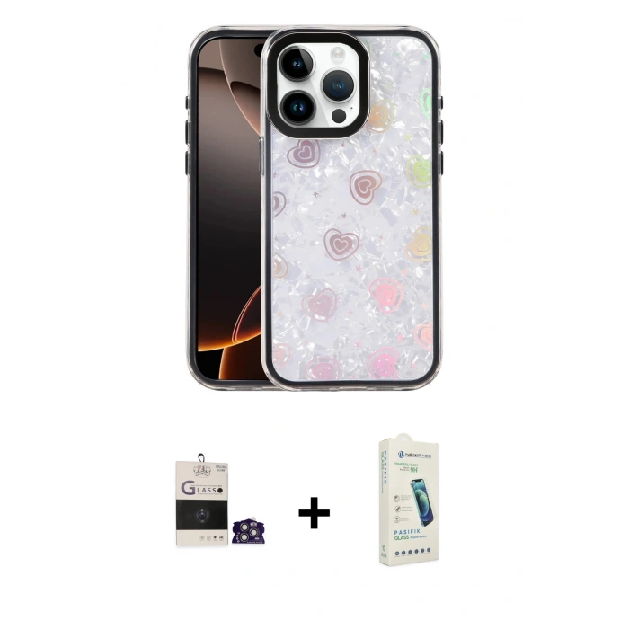 MARSİLYAN™- iPhone 14 Pro Max Kılıf Odak Prime - Şeffaf Pasifik Cam Ekran Koruyucu + Bilvis Titan Kamera Lens - GS