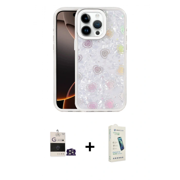 MARSİLYAN™- iPhone 14 Pro Max Kılıf Odak Prime - Şeffaf Pasifik Cam Ekran Koruyucu + Bilvis Titan Kamera Lens - GS