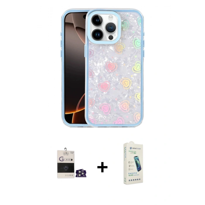 MARSİLYAN™- iPhone 14 Pro Max Kılıf Odak Prime - Şeffaf Pasifik Cam Ekran Koruyucu + Bilvis Titan Kamera Lens - GS