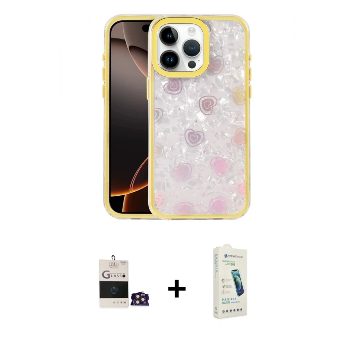 MARSİLYAN™- iPhone 14 Pro Max Kılıf Odak Prime - Şeffaf Pasifik Cam Ekran Koruyucu + Bilvis Titan Kamera Lens - GD