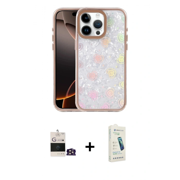 MARSİLYAN™- iPhone 14 Pro Max Kılıf Odak Prime - Şeffaf Pasifik Cam Ekran Koruyucu + Bilvis Titan Kamera Lens - GD