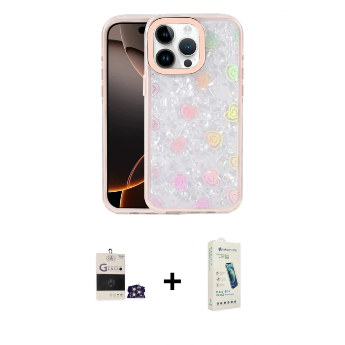 MARSİLYAN™- iPhone 14 Pro Max Kılıf Odak Prime - Şeffaf Pasifik Cam Ekran Koruyucu + Bilvis Titan Kamera Lens - GS
