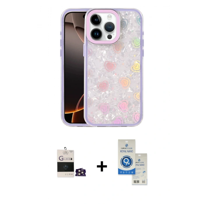 MARSİLYAN™- iPhone 14 Pro Max Kılıf Odak Prime - Şeffaf Royal Nano Ekran Koruyucu + Bilvis Titan Kamera Lens - GD