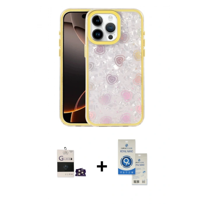 MARSİLYAN™- iPhone 14 Pro Max Kılıf Odak Prime - Şeffaf Royal Nano Ekran Koruyucu + Bilvis Titan Kamera Lens - GD