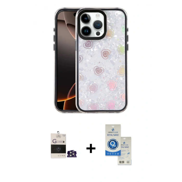 MARSİLYAN™- iPhone 14 Pro Max Kılıf Odak Prime - Şeffaf Royal Nano Ekran Koruyucu + Bilvis Titan Kamera Lens - GS