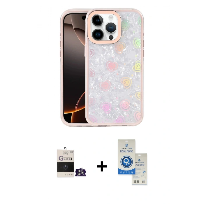 MARSİLYAN™- iPhone 14 Pro Max Kılıf Odak Prime - Şeffaf Royal Nano Ekran Koruyucu + Bilvis Titan Kamera Lens - GS