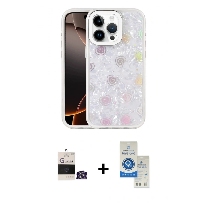 MARSİLYAN™- iPhone 14 Pro Max Kılıf Odak Prime - Şeffaf Royal Nano Ekran Koruyucu + Bilvis Titan Kamera Lens - GS