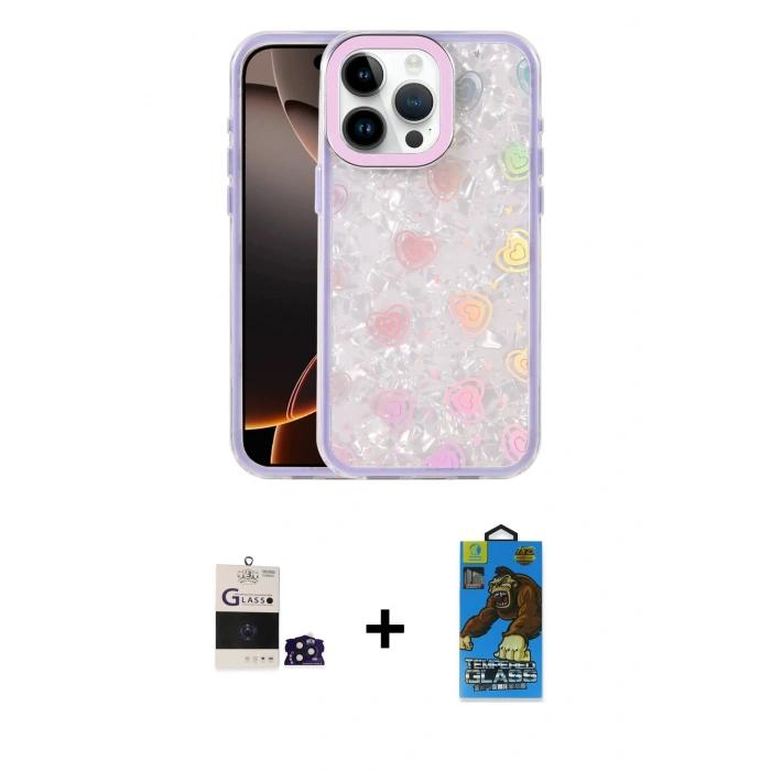 MARSİLYAN™- iPhone 14 Pro Max Kılıf Odak Prime - Siyah 18D Cam Ekran Koruyucu + Bilvis Titan Kamera Lens - DNMR
