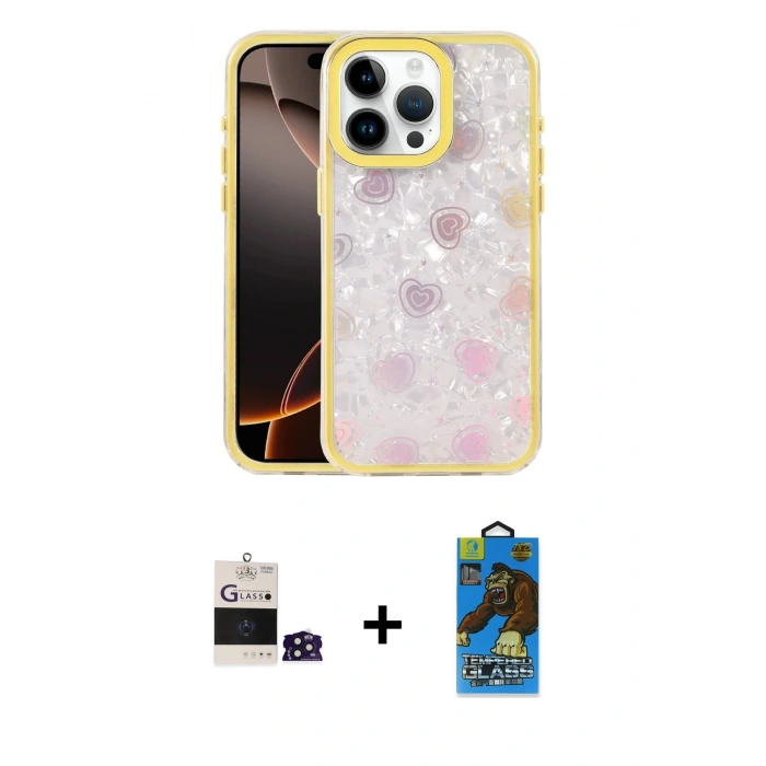 MARSİLYAN™- iPhone 14 Pro Max Kılıf Odak Prime - Siyah 18D Cam Ekran Koruyucu + Bilvis Titan Kamera Lens - DNMR