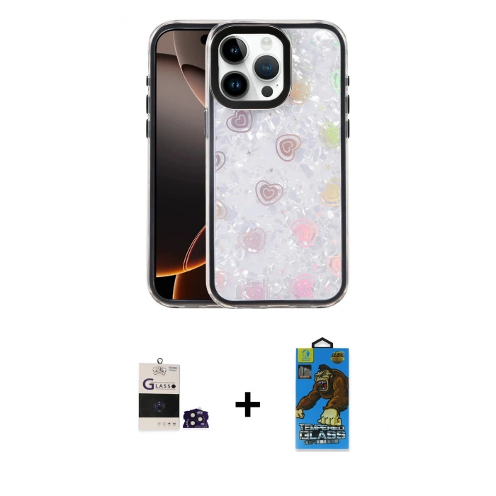 MARSİLYAN™- iPhone 14 Pro Max Kılıf Odak Prime - Siyah 18D Cam Ekran Koruyucu + Bilvis Titan Kamera Lens - DNMR