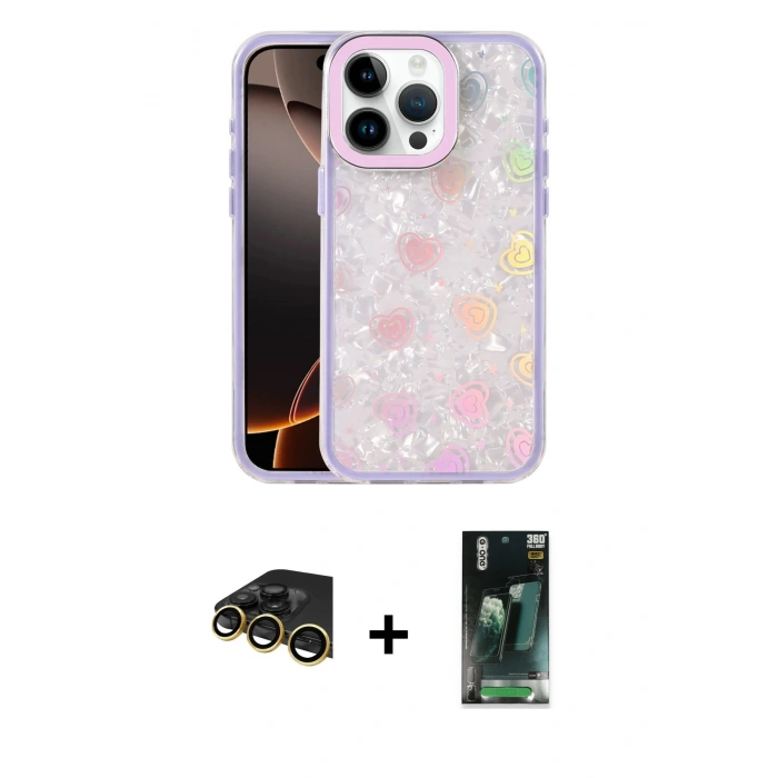 MARSİLYAN™- iPhone 14 Pro Max Kılıf Odak Prime - Siyah 360 Mat Full Body Arka Koruyucu + Raze Metal Kamera Lens - GD