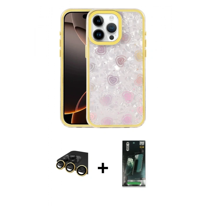 MARSİLYAN™- iPhone 14 Pro Max Kılıf Odak Prime - Siyah 360 Mat Full Body Arka Koruyucu + Raze Metal Kamera Lens - GD