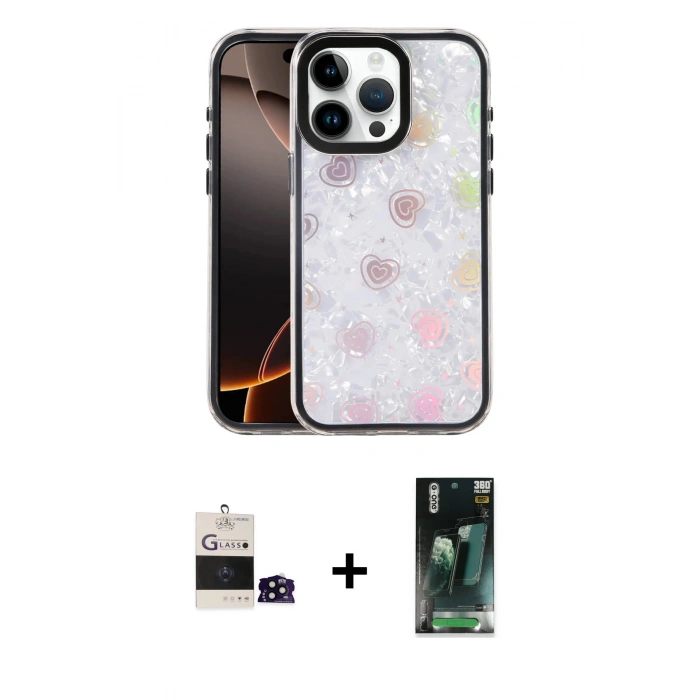 MARSİLYAN™- iPhone 14 Pro Max Kılıf Odak Prime - Siyah 360 Mat Full Body Arka Koruyucu + Bilvis Titan Kamera Lens - SH
